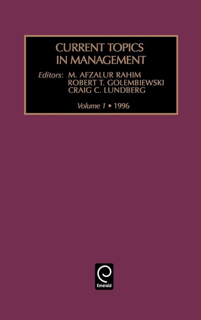 Book cover image for Current topics in management ISBN: 9780762301508